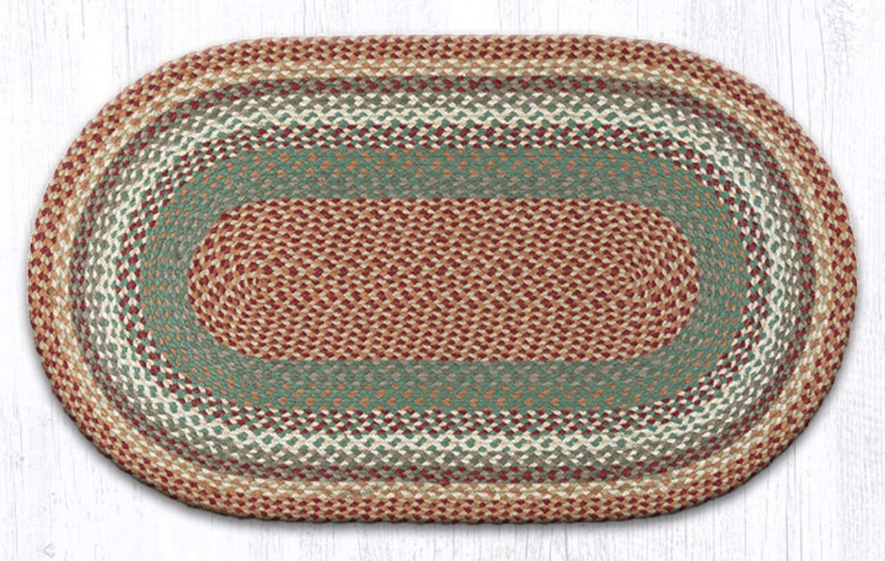 Earth Rugs C-413 Buttermilk / Cranberry Oval Braided Rug 27" x 45"